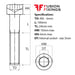 Size guide for the M6 x 100mm Socket Cap Head Screw, Self Colour, DIN 912