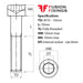 Size guide for the M10 x 10mm Socket Cap Head Screw, Self Colour, DIN 912