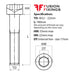 Size guide for the M22 x 180mm Socket Cap Head Screw, Self Colour, DIN 912