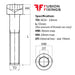 Size guide for the M3 x 55mm Socket Cap Head Screw, Self Colour, DIN 912