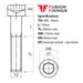 Size guide for the M8 x 10mm Socket Cap Head Screw, Self Colour, DIN 912. Part of a larger range of socket cap had screws from Fusion Fixings.