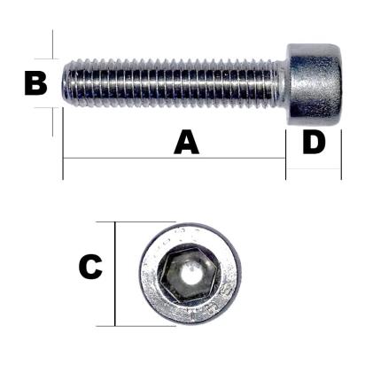 M8 x 12mm Socket Cap Head Screw BZP DIN 912 Grade 12.9