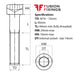 Size guide for the M16 x 45mm Socket Cap Head Screw, Self Colour, DIN 912