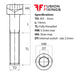 Size guide for M3 x 14mm Socket Cap Head Screw A2 Stainless Steel DIN 912