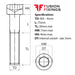 Size guide for M4 x 75mm Socket Cap Head Screw A2 Stainless Steel DIN 912