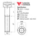 Size guide for the M2.5 x 6mm Socket Cap Head Screw, Self Colour, DIN 912