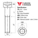 Size guide for the M2 x 10mm Socket Cap Head Screw, Self-Colour, DIN 912