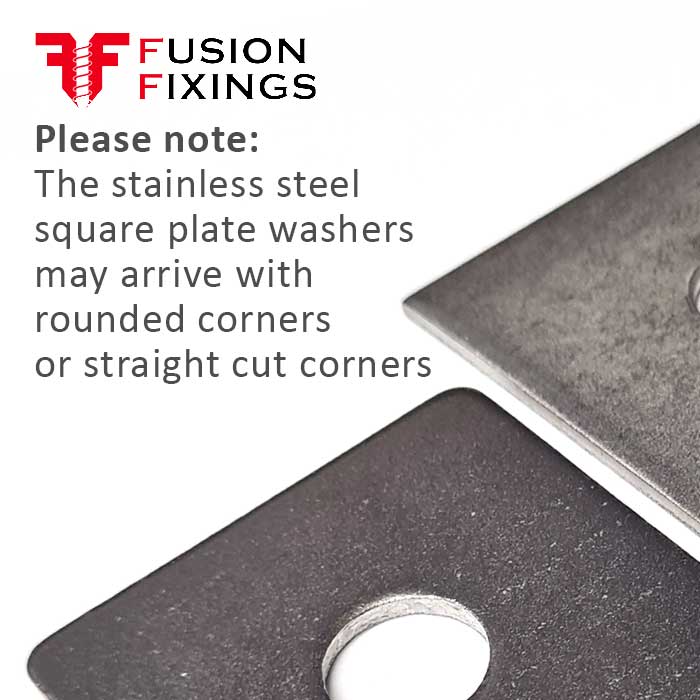 M20 x 50mm x 3mm Square Washer, A2 Stainless Steel (304) DIN 436