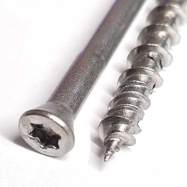 Image showing the Torx countersunk head and twin thread tip of the 3.5 x 32mm Tongue Tite Screws, Torx, Stainless Steel, Box of 200 (TFTTS03532)