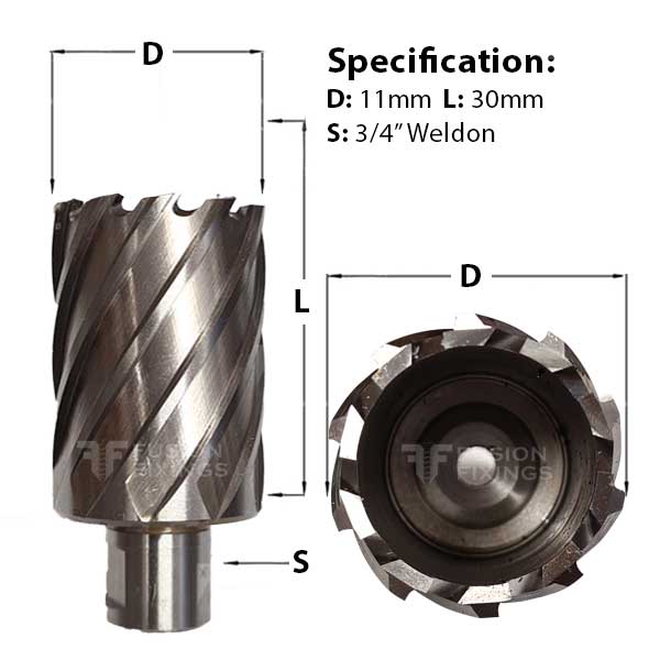 Information guide for 11 x 30mm Unibor Mag Drill bit, Short Series