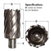 Information guide for 32 x 50mm Unibor Mag Drill bit, Long Series, 32L