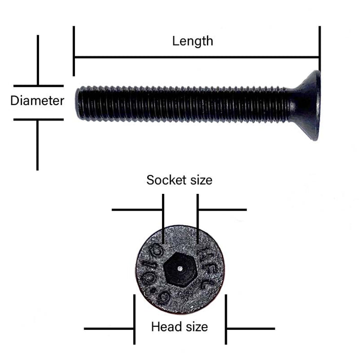 M8 x 50mm Socket Countersunk Machine Screw Self Colour DIN 7991